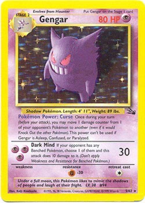 Pokemon Fossil Holo Card - Gengar 5/62